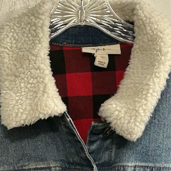 Style & Co Women's Sherpa Lined Collar Denim Jacket Blue Size L Casual - Picture 3 of 13